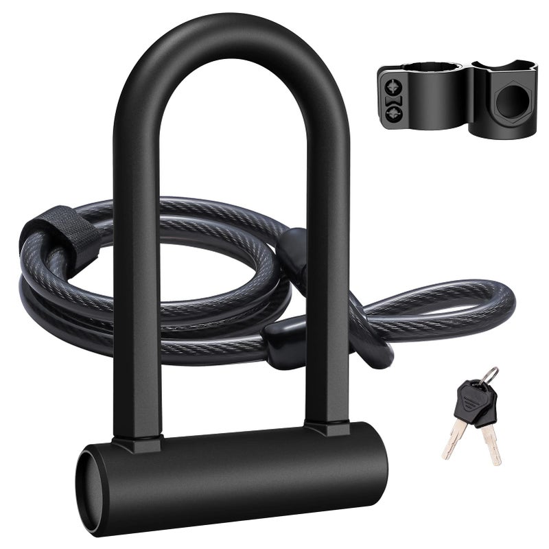 UBULLOX Bike U Lock Heavy Duty Bike Lock Bicycle U Lock, 16mm Shackle and 4ft/6ft Length Security Cable with Sturdy Mounting Bracket for Bicycle, Motorcycle and More - Image 1